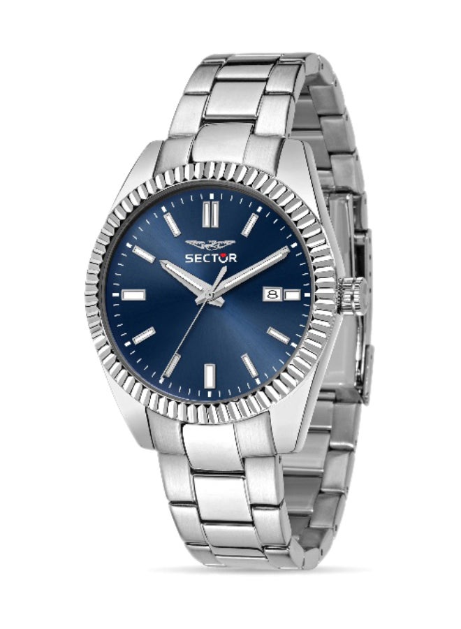 Sector Men's Blue Round Analog Dial with Silver Stainless Steel Band Watch - 41mm - R3253240049 - Image 1