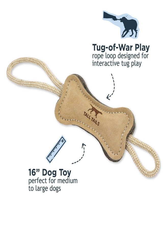 Tall Tails Dog Natural Leather Bone Rope Tug Toy for Dogs, 16 Inches - Image 2