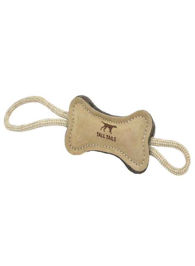 Tall Tails Dog Natural Leather Bone Rope Tug Toy for Dogs, 16 Inches - Image 1