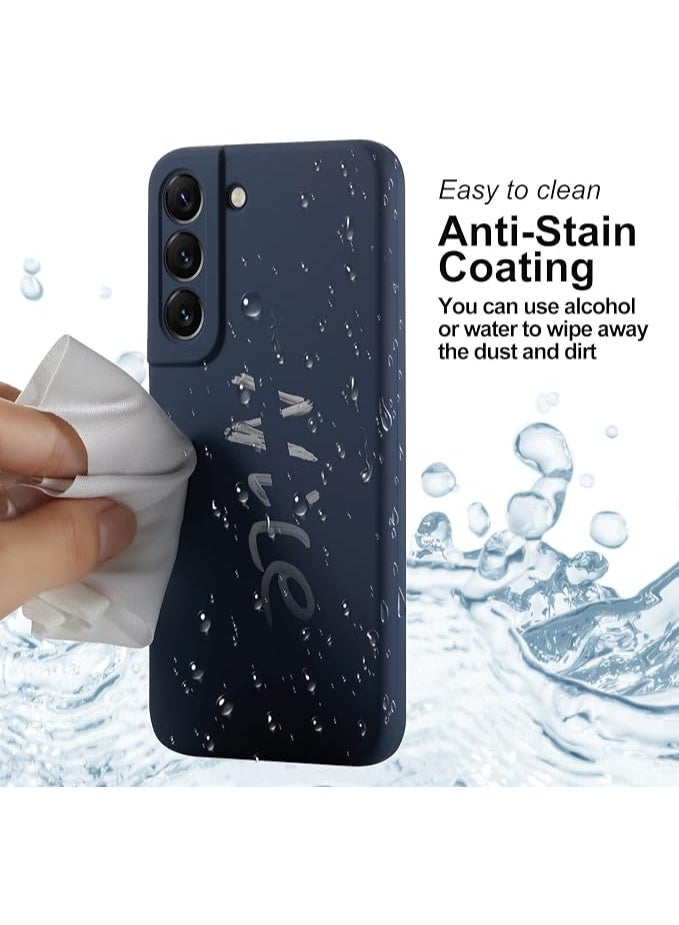 Lynacz Original Liquid Silicone Case Compatible with Samsung Galaxy S22 Case Liquid Silicone, Skin Touch Rubber Case with Soft Microfiber Lining, Cute Slim Full Camera Protection Shockproof Cover for Samsung S22, Dark Blue - Image 3
