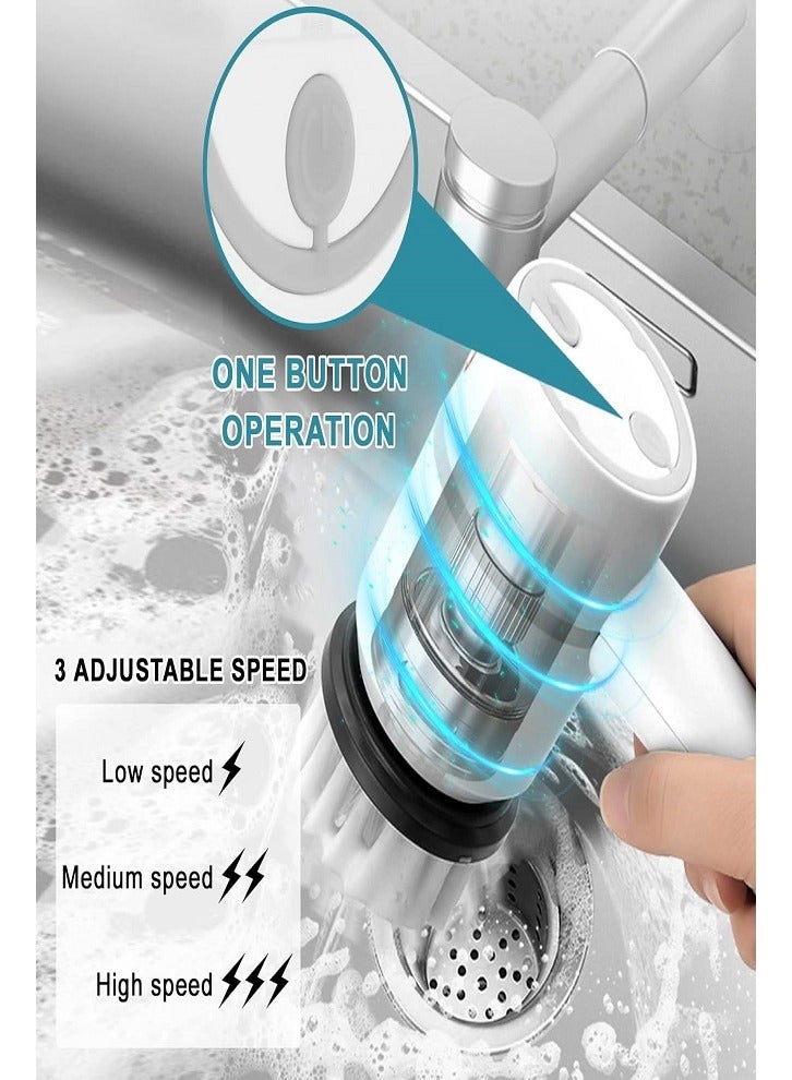 Rotating Electric Brush with 6 Replaceable Brush Heads - Cordless Electric Brush for Bathroom, Kitchen and Home Cleaning - USB Rechargeable - Image 2