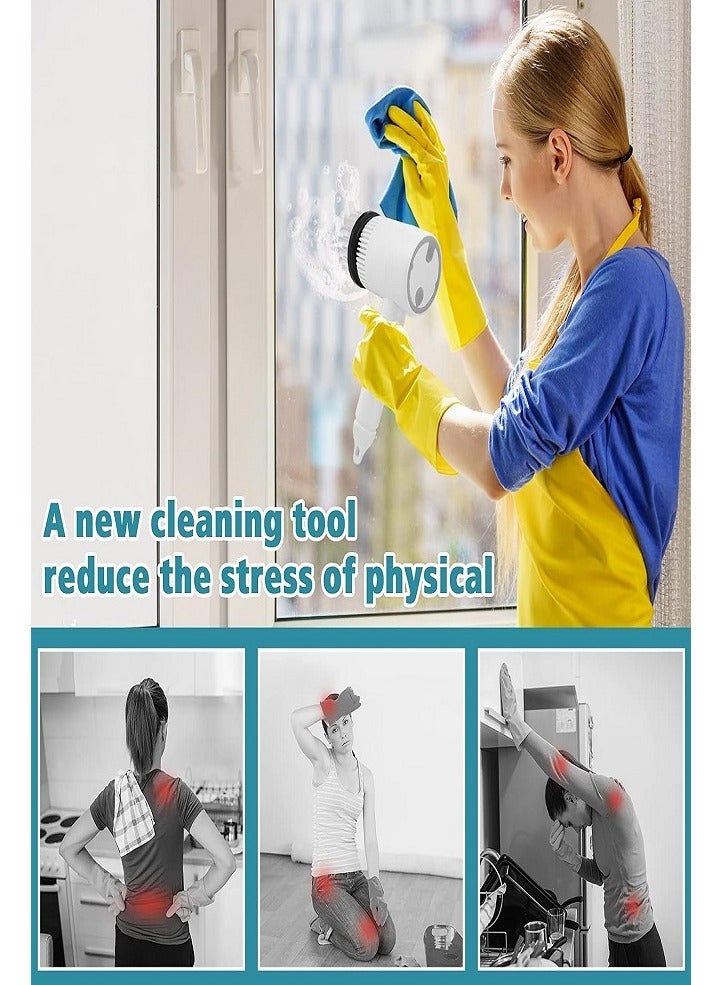 Rotating Electric Brush with 6 Replaceable Brush Heads - Cordless Electric Brush for Bathroom, Kitchen and Home Cleaning - USB Rechargeable - Image 3