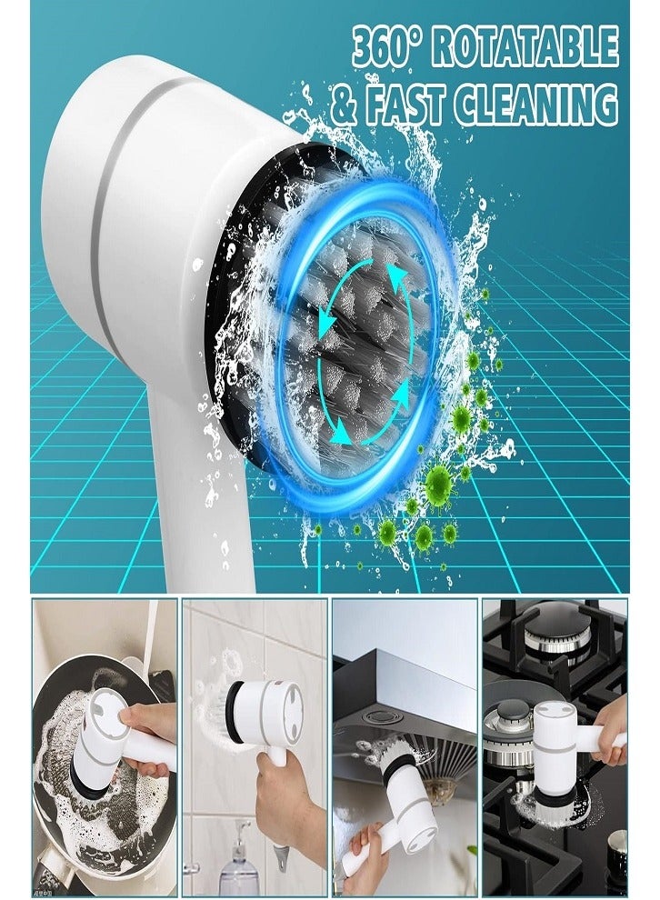 Rotating Electric Brush with 6 Replaceable Brush Heads - Cordless Electric Brush for Bathroom, Kitchen and Home Cleaning - USB Rechargeable - Image 5