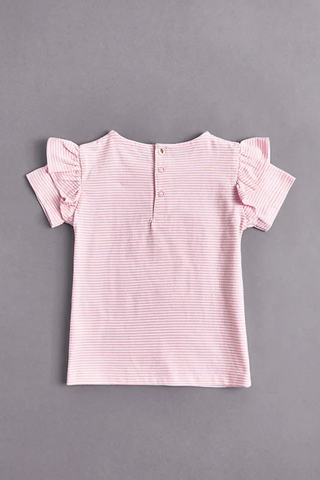 أر أند بي Embroidered Top with Crew Neck and Short Sleeves