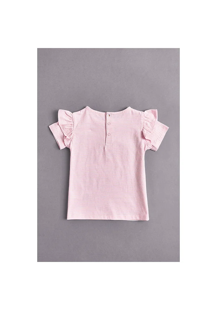 أر أند بي Embroidered Top with Crew Neck and Short Sleeves