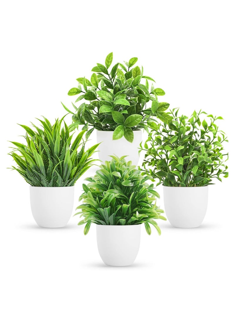 NNEWVANTE 4 Pack Mini Fake Plants Artificial Potted Eucalyptus Faux Plants for Home Office Farmhouse Bathroom Table Shelf Decor Indoor  - Image 1