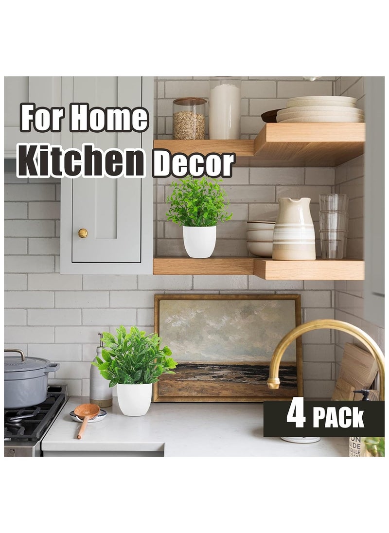 NNEWVANTE 4 Pack Mini Fake Plants Artificial Potted Eucalyptus Faux Plants for Home Office Farmhouse Bathroom Table Shelf Decor Indoor  - Image 5