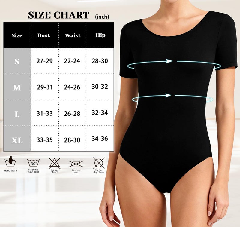 MOLLDAN Women Short Sleeve Dance Leotard Ballet Leotard with Tights,Full Front Lining(4027-06-S) - Image 5