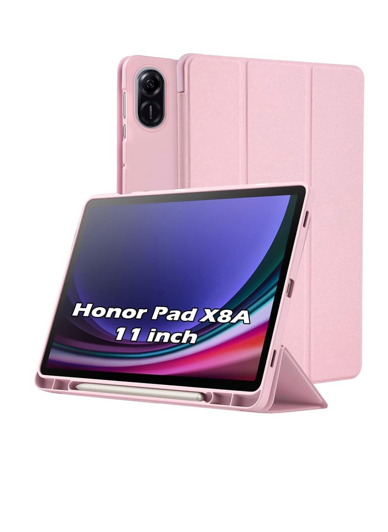 ماركة غير محددة جراب Honor Pad X8a 11 بوصة 2024 اللوحي مع حامل قلم رصاص، غطاء خلفي ناعم من مادة TPU قابل للطي، غطاء ذكي واقي قابل للطي، إيقاظ وسكون تلقائي (ذهبي وردي)  - Image 1