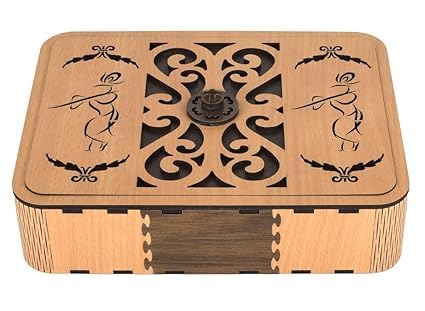KACHKIT Dry Fruit Box Handmade Handcrafted Wooden Large Size Square Dry Fruit Box for Gift Food Storage Spice Box Storage Box Masala Box Set Container 6 Compartment Pack of 1 - Image 1