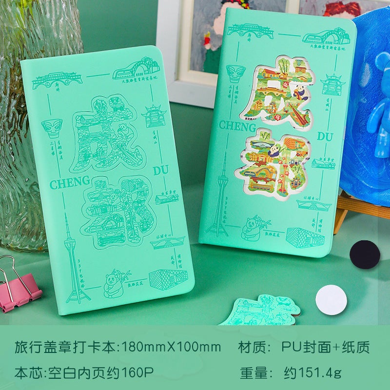 Stamp Collection Book, Travel Notebook, Travel City Attractions, Portable Hand Ledger, Cultural And Creative Blank Notebook, Refrigerator Magnet Check-In - Image 1