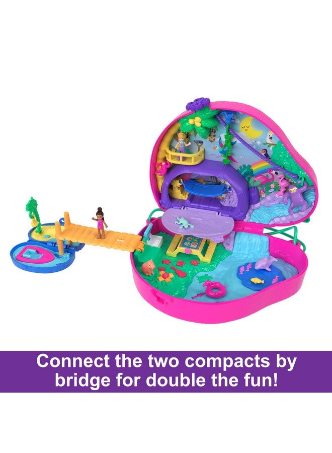Polly Pocket Polly Pocket Playset & Travel Toy with 2 Micro Dolls & 12 Accessories, Animal Toy, Sloth 2-in-1 Purse Compact  - Image 5