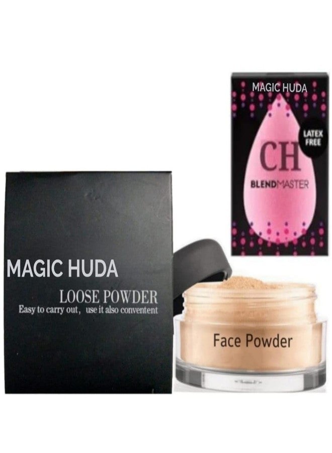 MagicHuda Magic Huda Waterproof Long Lasting Makeup Setting Compact Loose Face Powder With Blender High Coverage For Glowing For Girls & Women Pack Of 2 - Image 2
