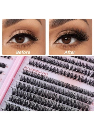 640 Pcs Individual Clusters Lash Extensions Kit, DIY Mixed Volume Eyelash Set with Bond, Seal, Lash Tweezers and Mascara Brush,  Mixed Length 30D 40D 50D Cluster Lashes, Lash Tweezers Applicator for Women Makeup Tools - view 5