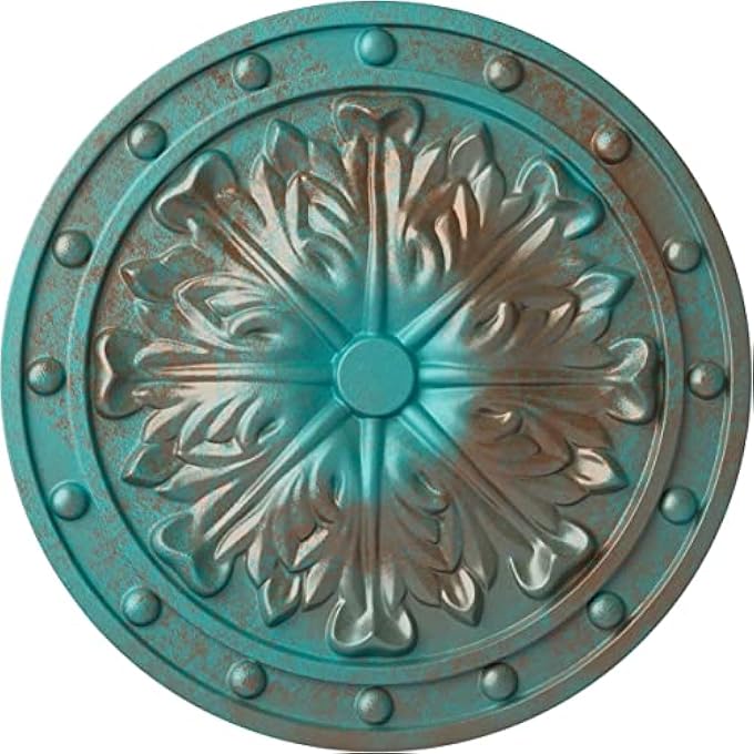 CM20FOCGS FOSTER ACANTHUS LEAF CEILING MEDALLION, 20 1/2"OD X 1 1/2"P (FITS CANOPIES UP TO 2 1/4"), HAND-PAINTED COPPER GREEN PATINA - Image 1