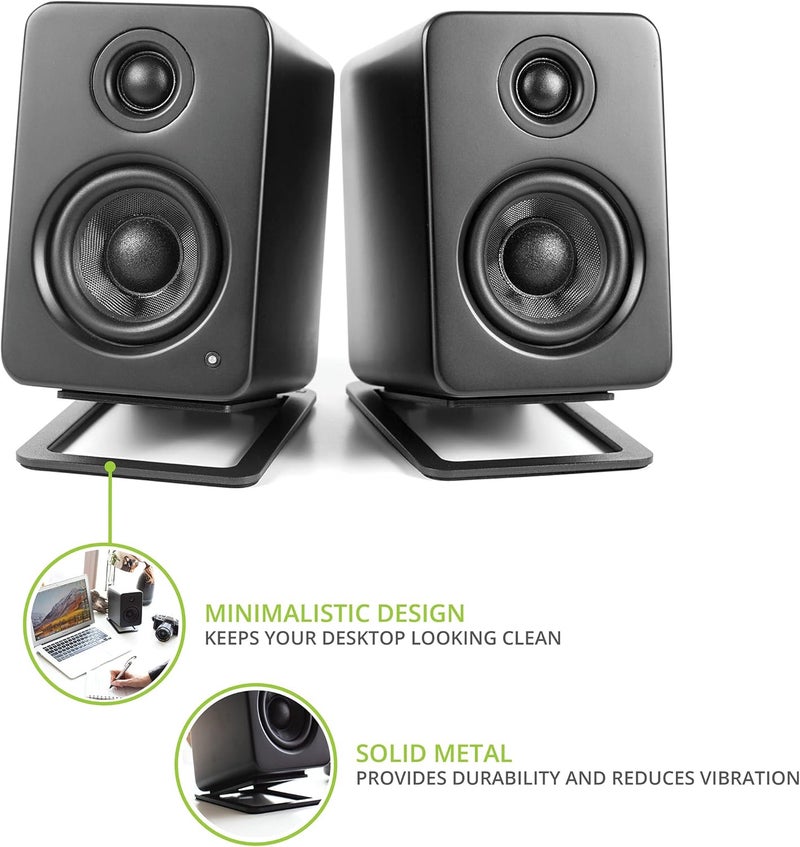 Kanto S2 Tilted Desktop Speaker Stands for Small Speakers & Compact 2”-3” Studio Monitors | Supports 6 lbs | Damping Foam Padding | Pair | Black - Image 2