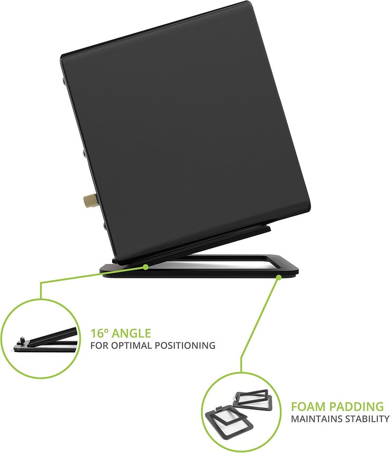 Kanto S2 Tilted Desktop Speaker Stands for Small Speakers & Compact 2”-3” Studio Monitors | Supports 6 lbs | Damping Foam Padding | Pair | Black - Image 3