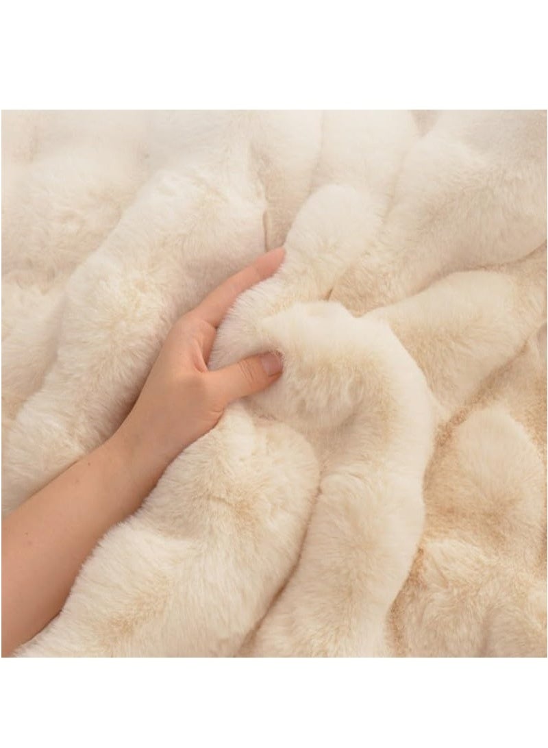 ميون سجادة ناعمة للغاية من فرو الأغنام الصناعي، مقاس 90×150 سم، لون بيج، غطاء أريكة مشعر، وسادة مقعد، سجادة فروية بجانب السجاد لغرفة النوم أو الأريكة أو غرفة المعيشة، مفرش، لون بيج - Image 4