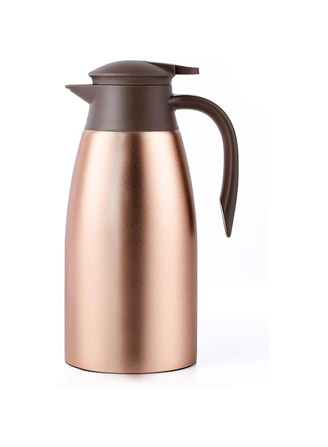 يُسلِّم ترمس قهوة معزول بسعة 68 أونصة مصنوع من الفولاذ المقاوم للصدأ مع وعاء حراري مفرغ من الهواء للقهوة والماء الساخن والشاي والمشروبات الساخنة - يحفظ ساخنًا لمدة 12 ساعة وباردًا لمدة 24 ساعة (اللون: ذهبي) - Image 1