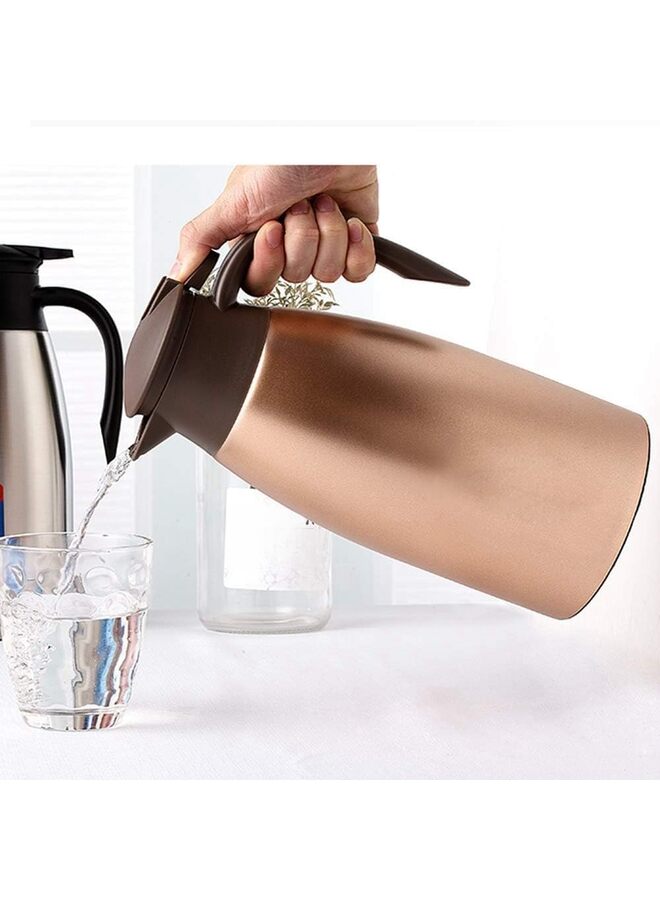 يُسلِّم ترمس قهوة معزول بسعة 68 أونصة مصنوع من الفولاذ المقاوم للصدأ مع وعاء حراري مفرغ من الهواء للقهوة والماء الساخن والشاي والمشروبات الساخنة - يحفظ ساخنًا لمدة 12 ساعة وباردًا لمدة 24 ساعة (اللون: ذهبي) - Image 3