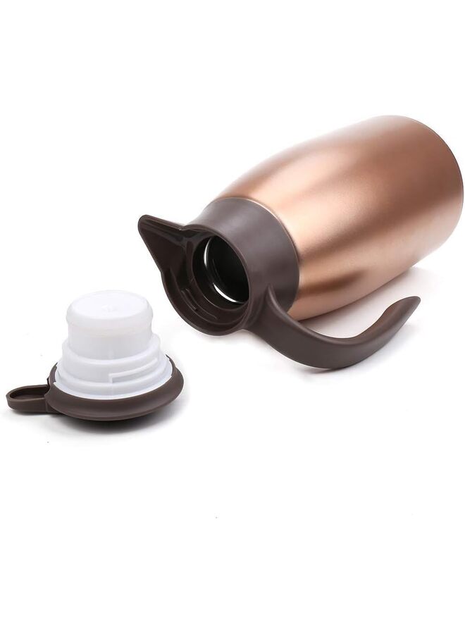 يُسلِّم ترمس قهوة معزول بسعة 68 أونصة مصنوع من الفولاذ المقاوم للصدأ مع وعاء حراري مفرغ من الهواء للقهوة والماء الساخن والشاي والمشروبات الساخنة - يحفظ ساخنًا لمدة 12 ساعة وباردًا لمدة 24 ساعة (اللون: ذهبي) - Image 5