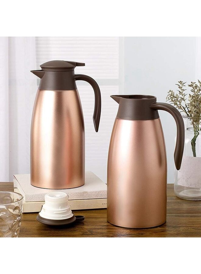 يُسلِّم ترمس قهوة معزول بسعة 68 أونصة مصنوع من الفولاذ المقاوم للصدأ مع وعاء حراري مفرغ من الهواء للقهوة والماء الساخن والشاي والمشروبات الساخنة - يحفظ ساخنًا لمدة 12 ساعة وباردًا لمدة 24 ساعة (اللون: ذهبي) - Image 4