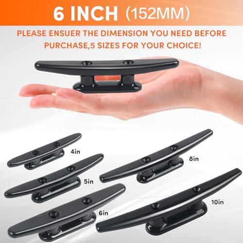 VEITHI Black Nylon Boat Cleat 6 inch, Dock Cleat with Hardware 4 Pack,Boat Dock Cleats Kayak Cleat Rope Cleat Used for Docking Boats,Small Vessels,Canoe,Mooring,Maritime Decor,Dock Tie Down Cleats - Image 3