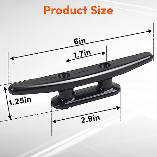 VEITHI Black Nylon Boat Cleat 6 inch, Dock Cleat with Hardware 4 Pack,Boat Dock Cleats Kayak Cleat Rope Cleat Used for Docking Boats,Small Vessels,Canoe,Mooring,Maritime Decor,Dock Tie Down Cleats - Image 2
