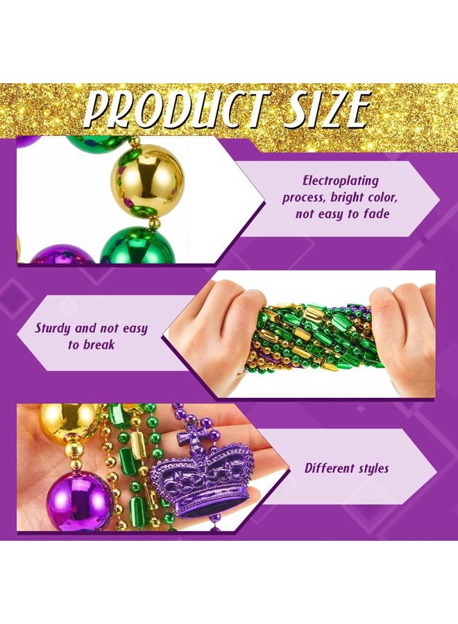 Henoyso 50" Jumbo Mardi Gras Beads Necklaces Lighted/unlighted Assorted Costume Necklace Metallic Necklace Party Mardi Gras Decoration for Festival Parades Celebrations Carnival(4 Set,Smooth Ball) - Image 3