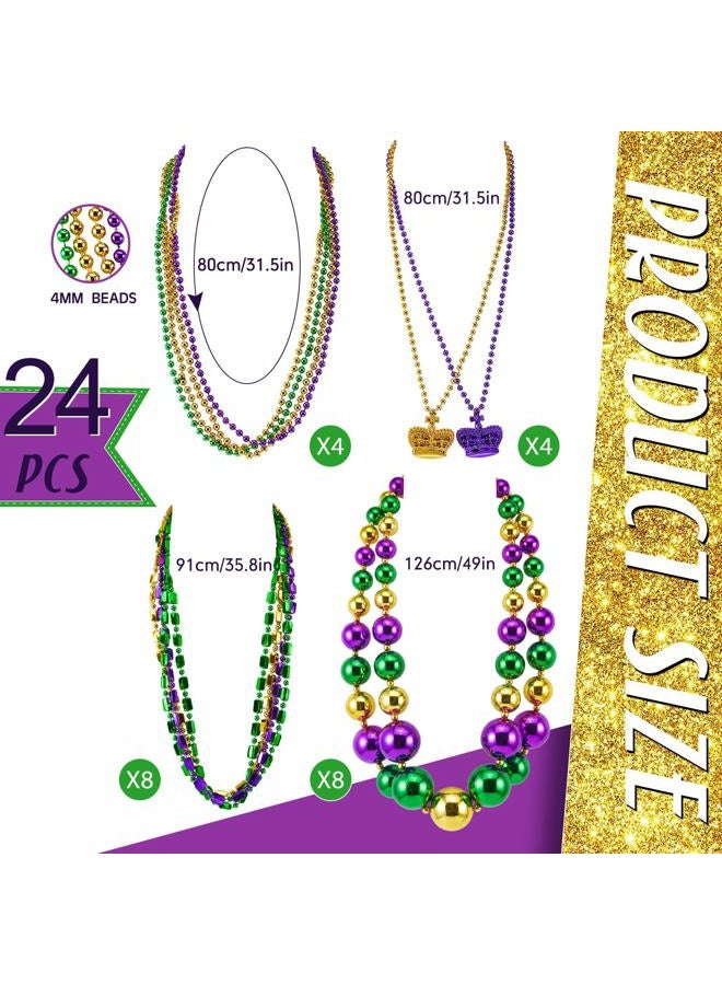 Henoyso 50" Jumbo Mardi Gras Beads Necklaces Lighted/unlighted Assorted Costume Necklace Metallic Necklace Party Mardi Gras Decoration for Festival Parades Celebrations Carnival(4 Set,Smooth Ball) - Image 2