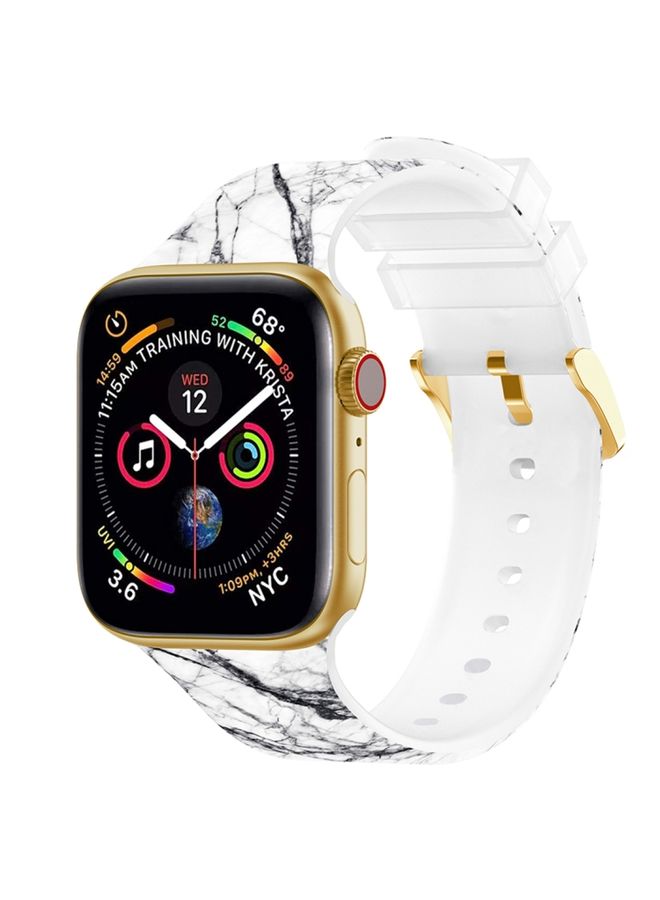 Replacement Strap Square Buckle Color Printing Watch Band For Apple Watch Ultra 49mm&Watch Ultra 2 49mm / Series 9&8&7 45mm / SE 3&SE 2&6&SE&5&4 44mm / 3&2&1 42mm Marble 4