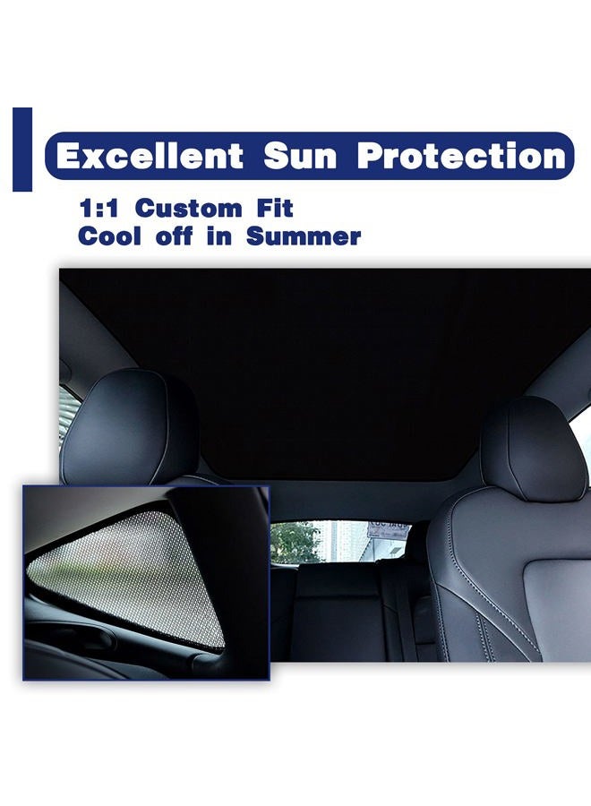XTAUTO Sunshade Roof Sunroof Shade Fit for Tesla Model Y Front Glass Roof Side Window Cover Foldable Sunshield Heatshield 2016-2021 2022 Tesla Model Y Accessories (Black) - Image 4