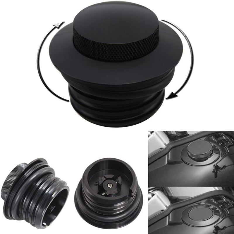 Kucehiup Motorcycle Clockwise Fuel Gas Oil Tank Cap - Black - Image 3
