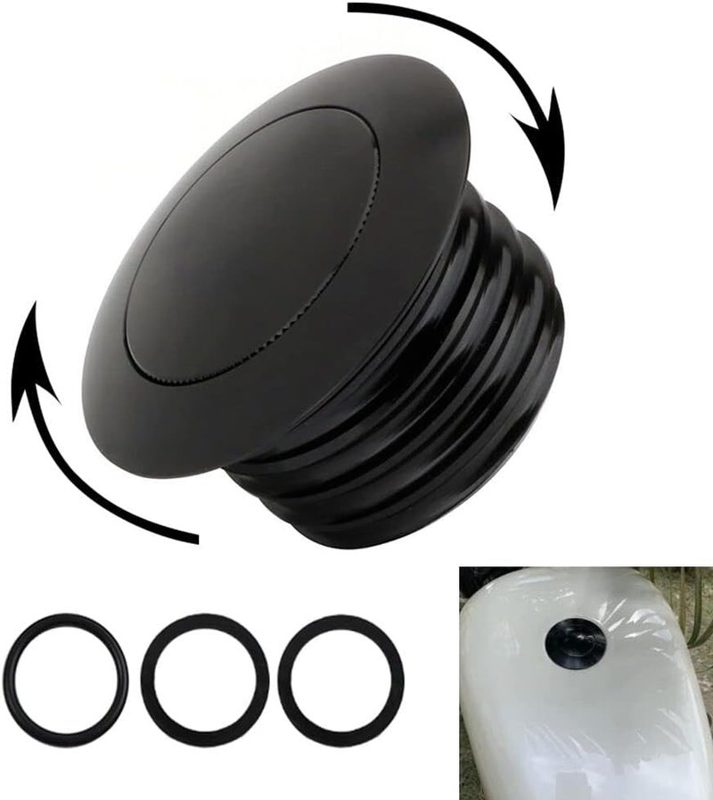 Kucehiup Motorcycle Clockwise Fuel Gas Oil Tank Cap - Black - Image 1