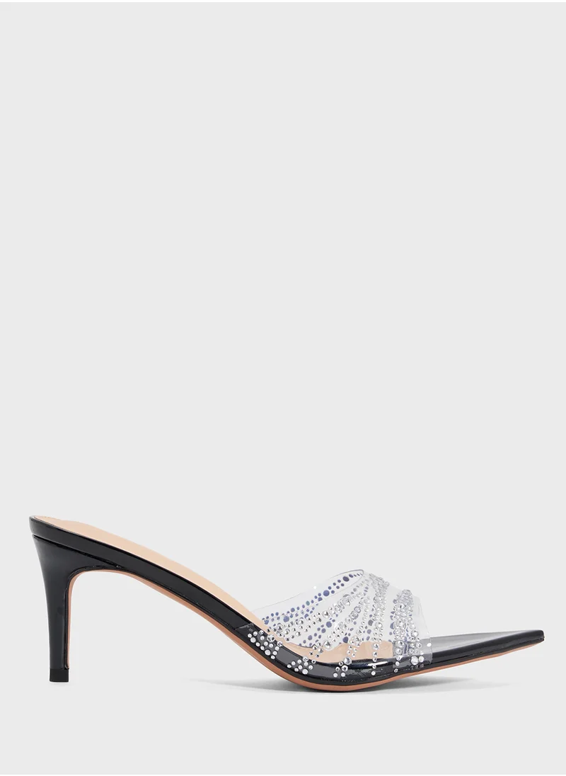 ايلا ليمتد اديشن Clear Embellished Heeled Mule