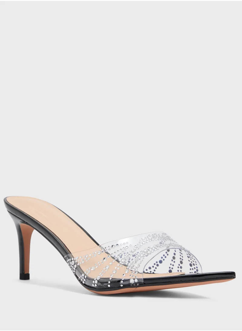 ايلا ليمتد اديشن Clear Embellished Heeled Mule