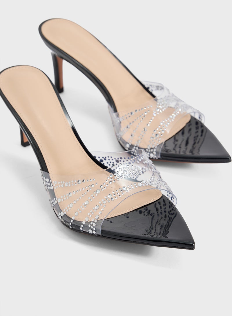 Ella Limited Edition Clear Embellished Heeled Mule  - Image 4