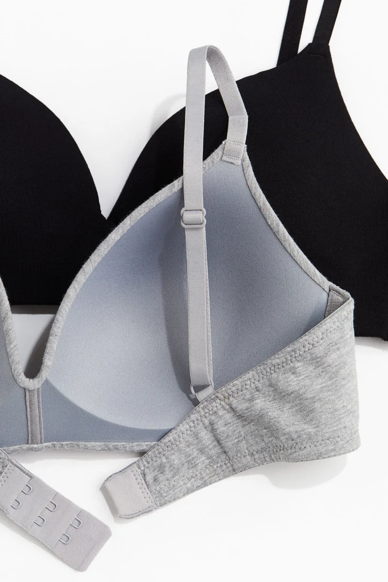 H&M  2-pack padded non-wired cotton bras for Women | Best Price UAE