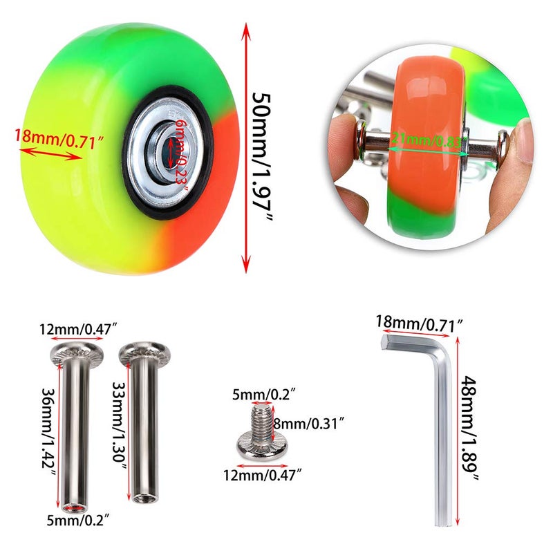 OwnMy OwnMy 50mm x 18mm Set of 4 Luggage Suitcase Replacement Wheels, Rubber Swivel Caster Wheels Bearings Repair Kits (Colorful)  - Image 3