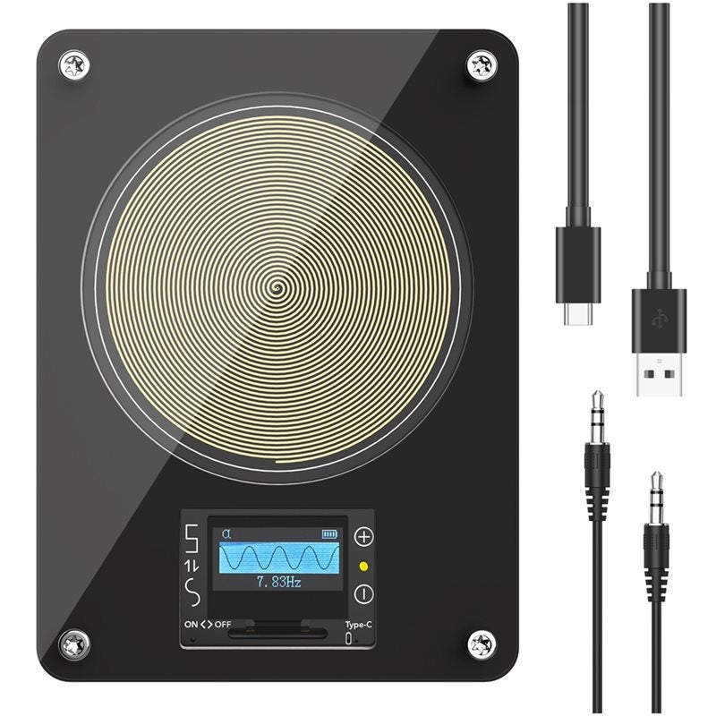 0.01-999.99Hz Adjustable 7.83Hz Schumann Resonance Generator Sine Wave Generator Rechargeable 4 Port AUX Output Black - Image 1