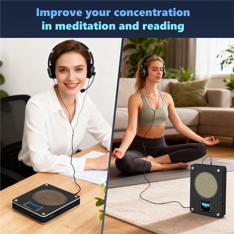 0.01-999.99Hz Adjustable 7.83Hz Schumann Resonance Generator Sine Wave Generator Rechargeable 4 Port AUX Output Black - Image 3