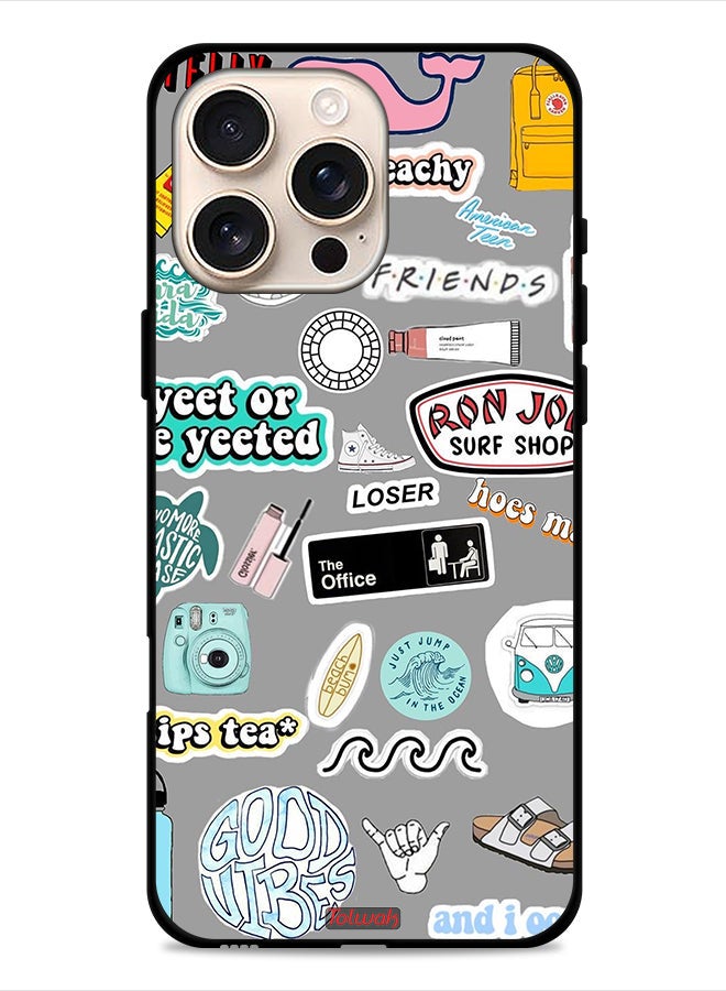 Tolwak Apple iPhone 16 Pro Protective Case Cover Good Vibes Stickers - Image 1