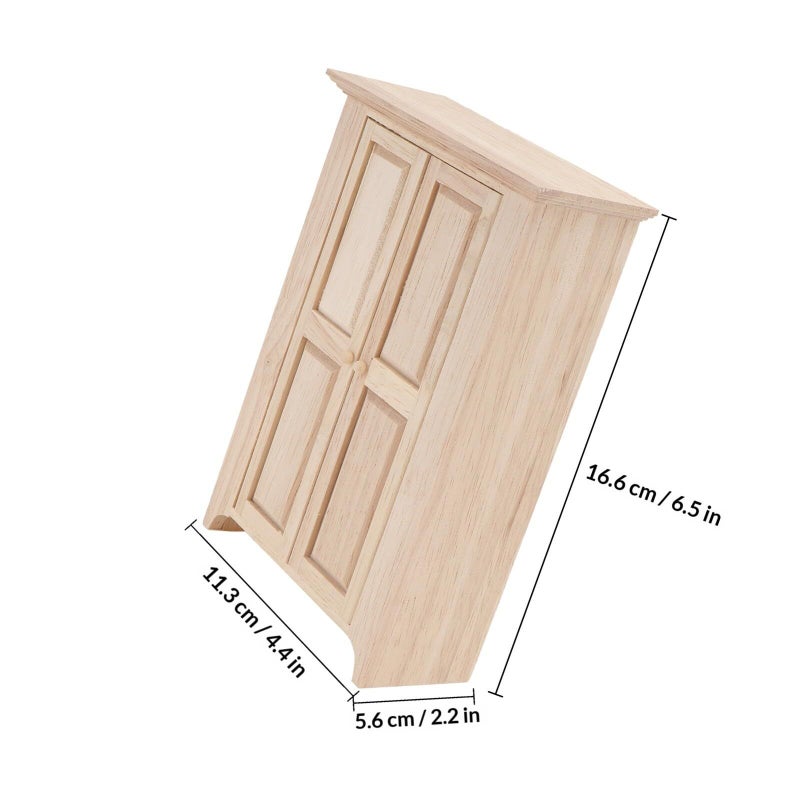 Miniature Wooden Cabinet Shelf Oak Storage Dollhouse Furniture Scene Decoration - Image 3