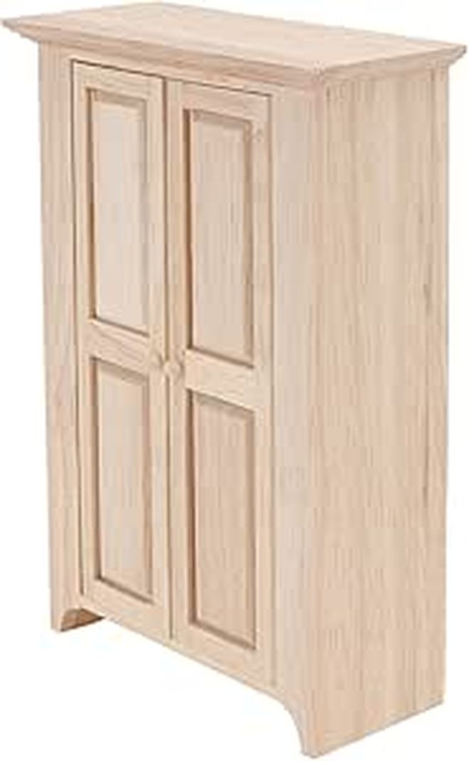 Miniature Wooden Cabinet Shelf Oak Storage Dollhouse Furniture Scene Decoration - Image 1