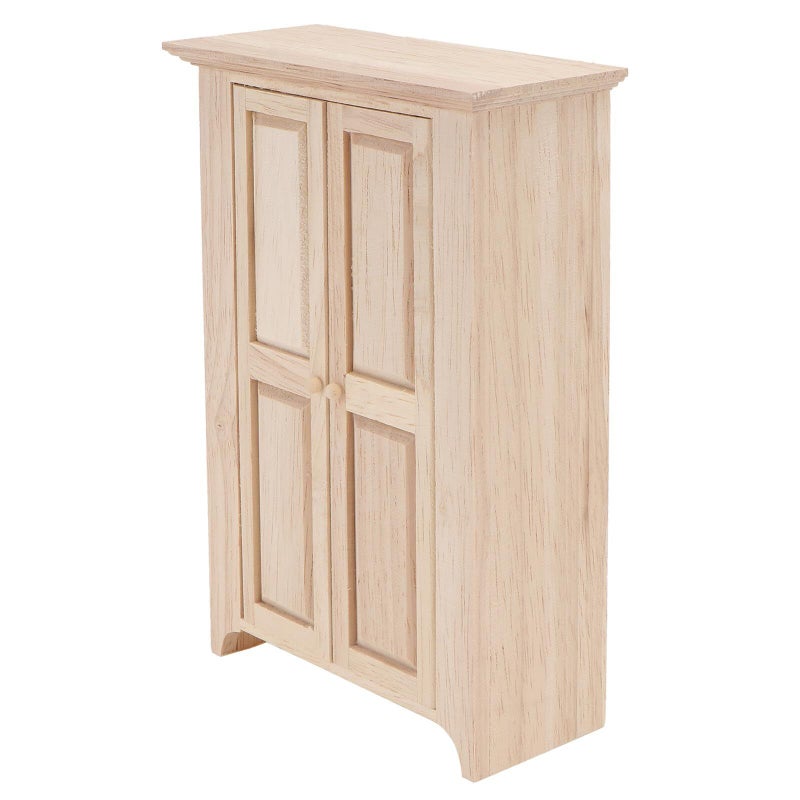 Miniature Wooden Cabinet Shelf Oak Storage Dollhouse Furniture Scene Decoration - Image 2