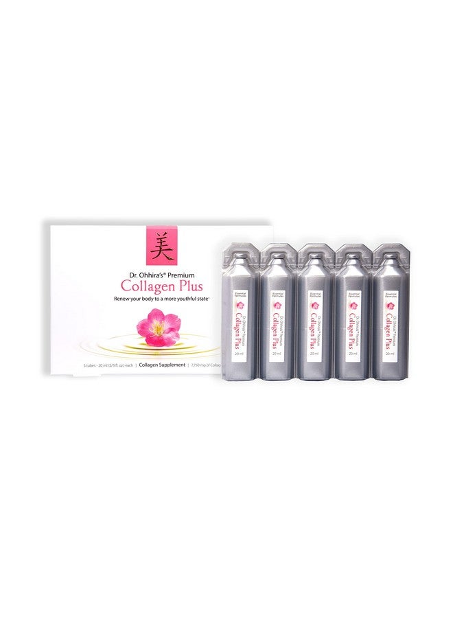 essential formulas Dr. Ohhira's Premium Collagen Plus. A Liquid Easily mixable Collagen Supplement with 7,750 mg of Marine Collagen Peptides, Plus Cherry Blossom Extract, and a Plant-Based Probiotic Concentrate, 5 Pack - Image 1