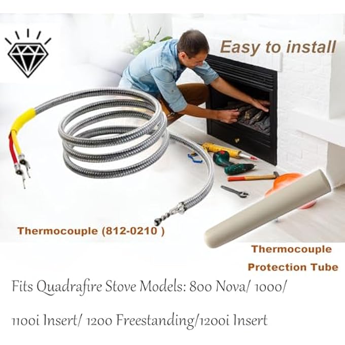 REPLACEMENT THERMOCOUPLE, PROTECTION TUBE BUNDLE KIT FIT FOR QUADRA-FIRE 800, 1000, 1100I, 1200, 1200I PELLET STOVES - Image 2