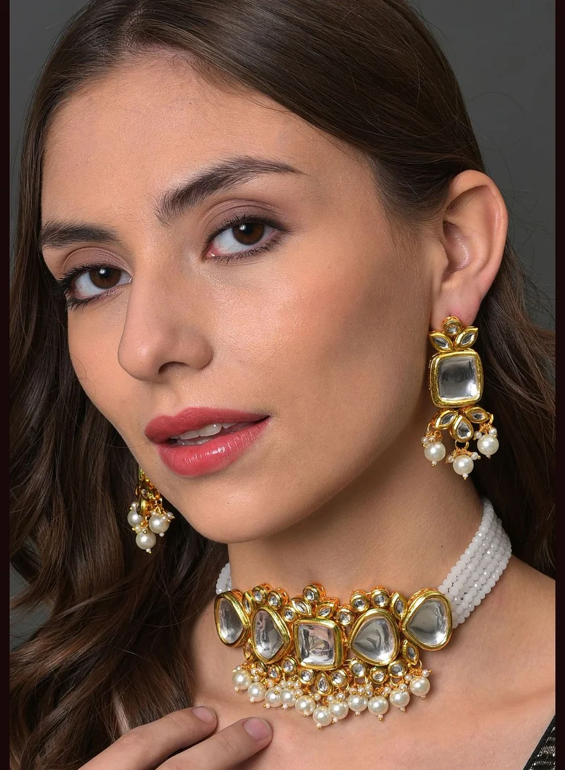 SOHI Kundan Gold Plated Necklace Set
