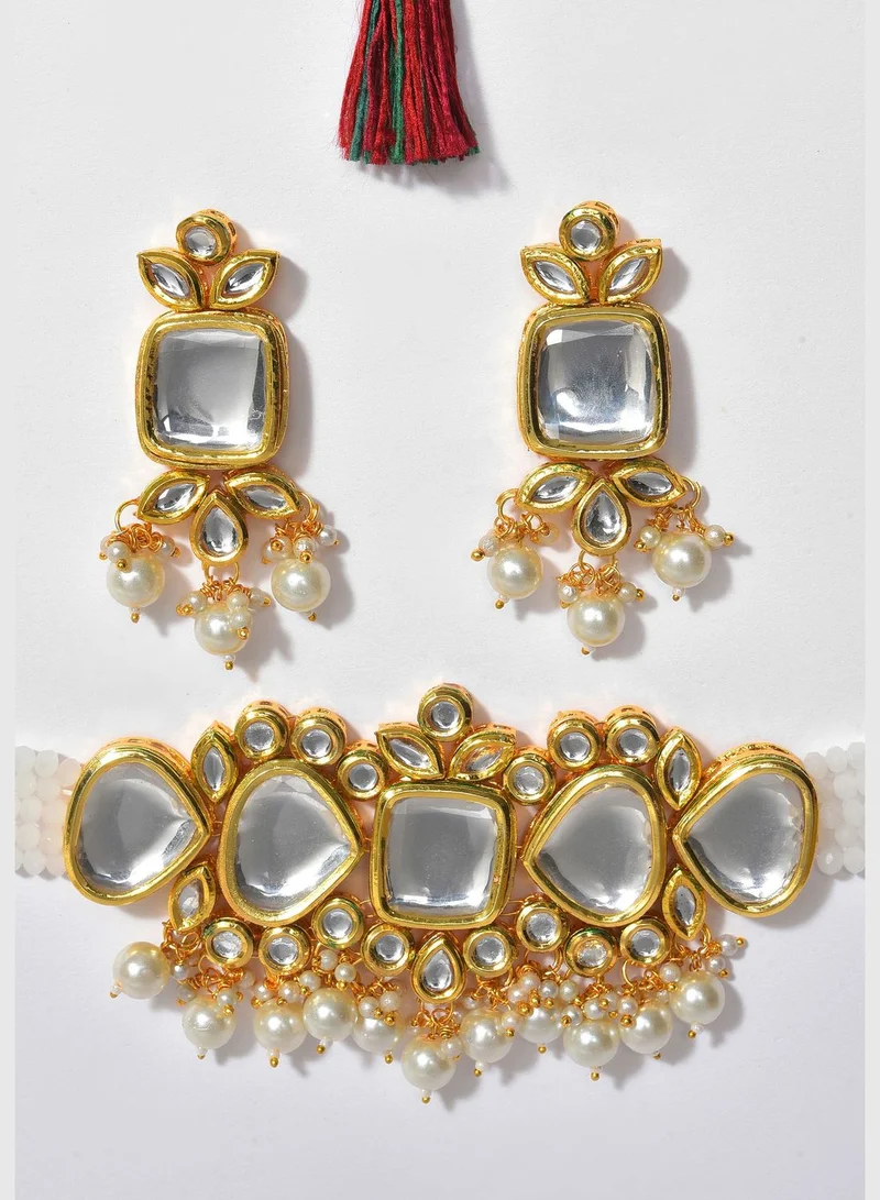 SOHI Kundan Gold Plated Necklace Set