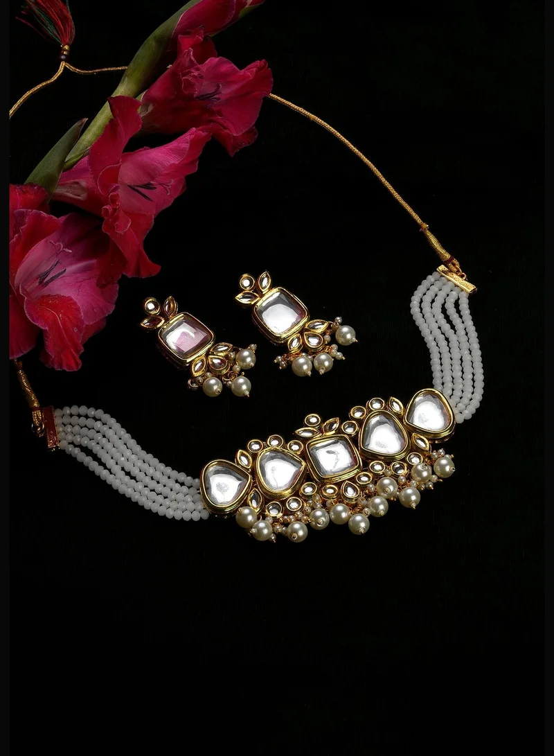 SOHI Kundan Gold Plated Necklace Set